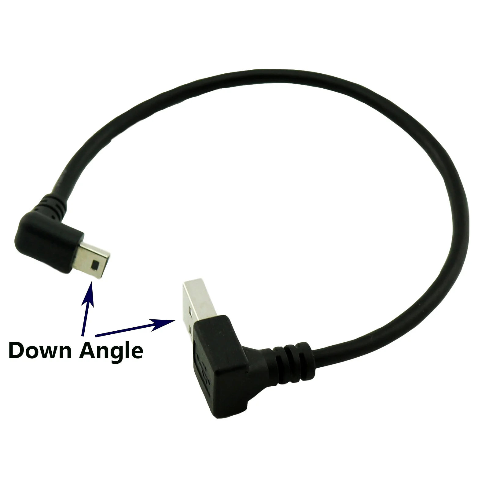 

10pcs USB 2.0 A Male Down Angle to Down Angled 90° Mini USB 5 Pin B Male Adapter Cable 25cm