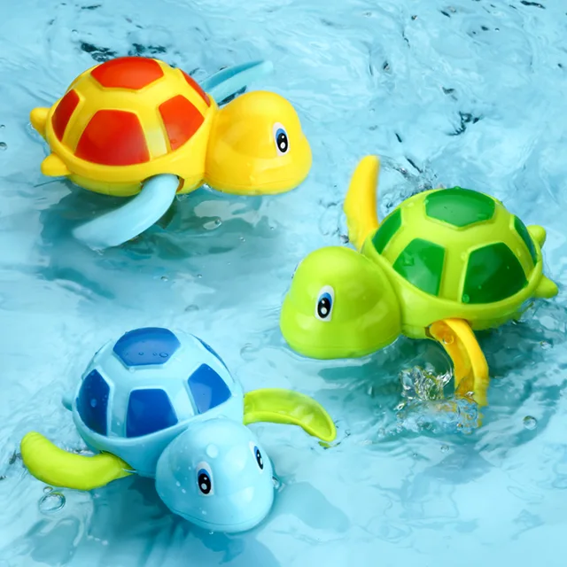 QWZ New Cute Cartoon Animal Tortoise Classic Baby Water Toy Infant Swim Turtle Wound-up Chain Clockwork Kids Beach Bath Toys 1