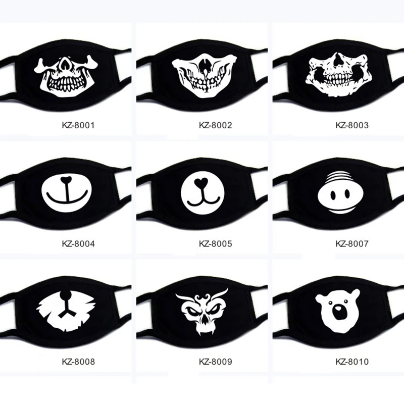 Men Women Cotton Face Mask Winter Cute Teeth Smile Skull Bear Creative Travel Mouth Decorative Dust New Design