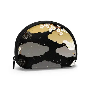 

Women's Wallet Short Women Coin Purse Fashion Wallets For Woman Card Holder Small Ladies Wallet Female Japanese Crane And Clouds
