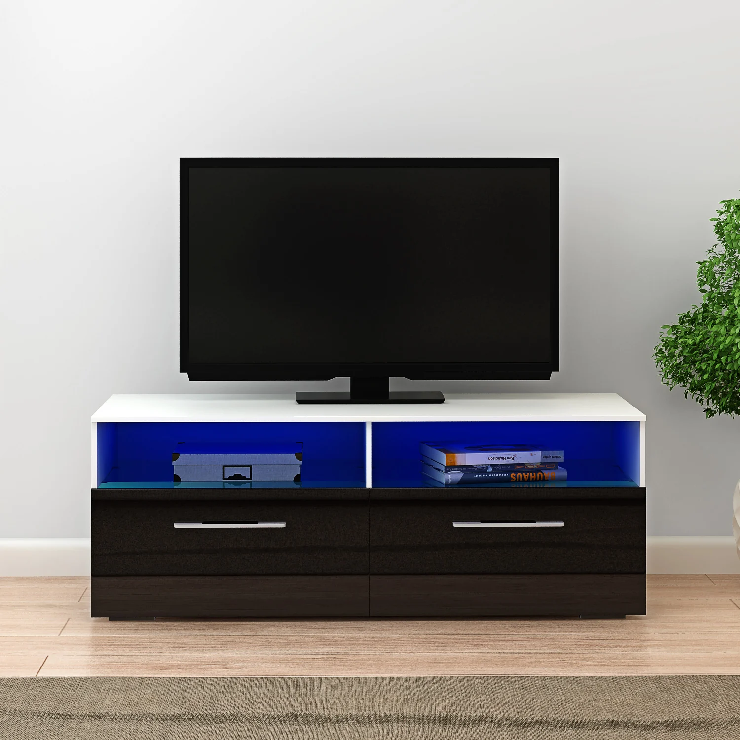 Pananan Modern 100cm TV Stand Cabinet Unit Lowboard Entertainment Media FREE RGB LED Lighting Fast delivery