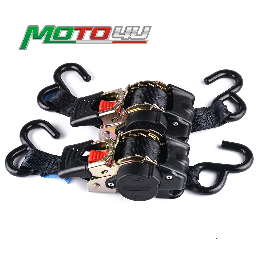Auto Retractable Ratchet Tie Down Starp S Hooks Motorcycle Accessories Tie down belts with automatic rollup 2PCS tie down belts