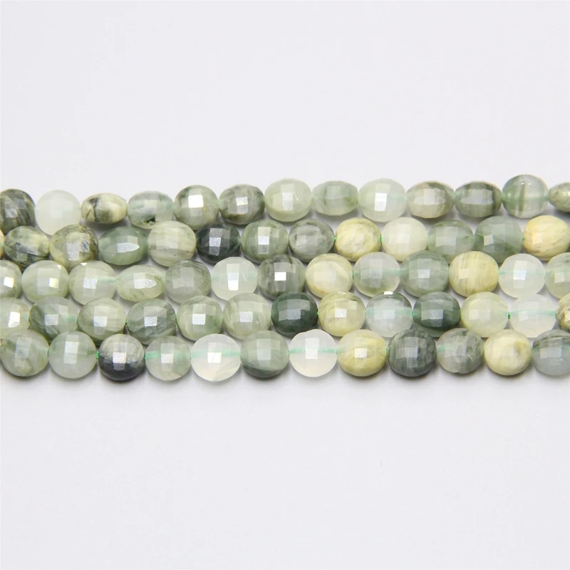 Natural Green Glass Sone Jaspers Beads Round Faceted Coin Loose beads for Needlework Jewelry Making DIY Bracelet Necklace | Украшения и