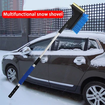 

Ice Scraper Multipurpose Telescopic Long Handle Snow Shovel with Defrost Brush Deicing Tool Car Wash Accessories for Winter