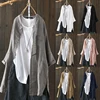 Vintage Linen Tunic Women's Blouse 2022 ZANZEA Casual Long Sleeve Shirts Button Cardigans Female Soid Patchwork Tops Plus Size ► Photo 2/6