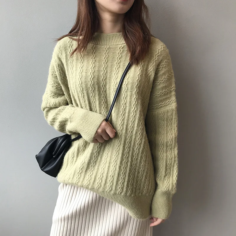 2019 autumn and winter sweater women new solid color women sweater round neck loose sweaters wild bottom knit knitted sweater 2019 autumn and winter sweater women new solid color women sweater round neck loose sweaters wild bottom knit knitted sweater