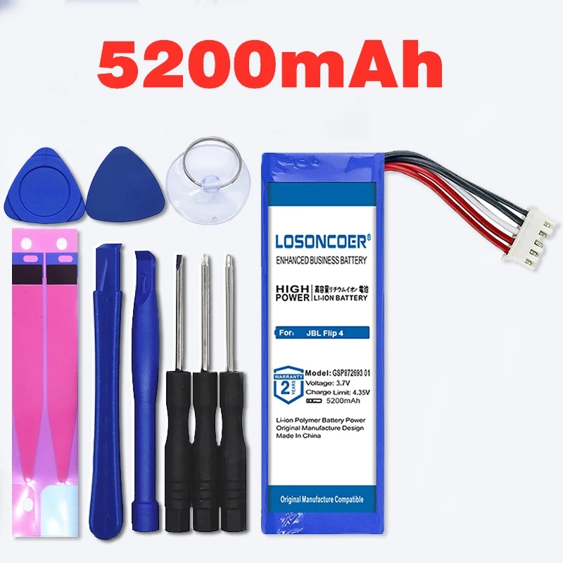 LOSONCOER 5200 мАч GSP872693 01 батарея для JBL Flip 4 Flip4, Flip 4 Special Edition GSP87269301 с бесплатными инструментами