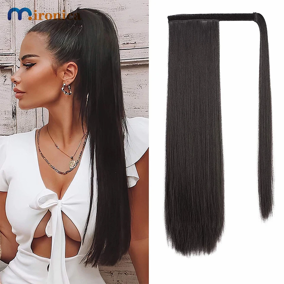 Extensiones de cabello humano Remy, coleta larga y recta, extensiones de pelo de Malasia, Clip Ins, Color Natural