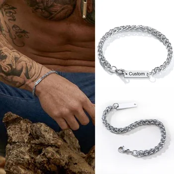 

MEN BRACELET PERSONALIZED CUSTOM NAME LETTER BRACEKET STAINLESS STEEL BRACELET FOR MEN JEWELRY