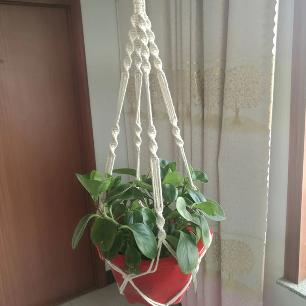 Домашний балкон подвесной держатель Плетеный гибкий DIY ремесло Завод Вешалка джутовый канат ручной работы тканый Регулируемый цветочный горшок украшения
