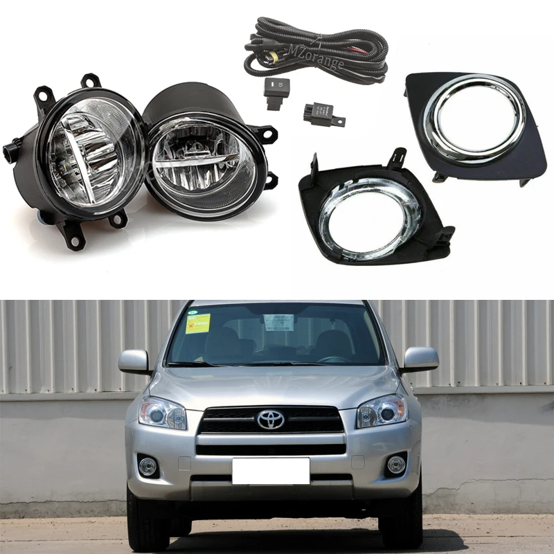 Для Toyota RAV4 2009-2012 противотуманный светильник s галогенный светодиодный противотуманный светильник Противотуманные фары головной светильник s головной светильник противотуманный светильник s Рамка противотуманный светильник s DRL - Цвет: 1 set LED