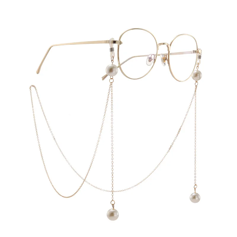 

Chic Women Reading Glasses Chain Imitation Pearls Sunglasses Spectacles Holder Neck Strap Metal Rope Necklace Neck Strap Rope