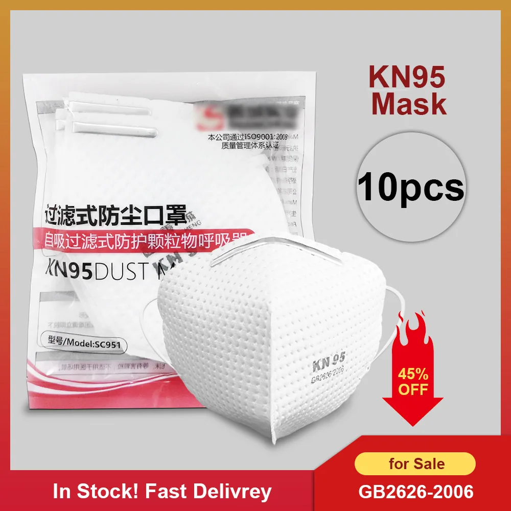 

5pcs/bag KN95 Reusable Respirator Protective Mask Dustproof Anti-fog Breathable 95% Filtration 4-Layer Mouth Face Cover Mask