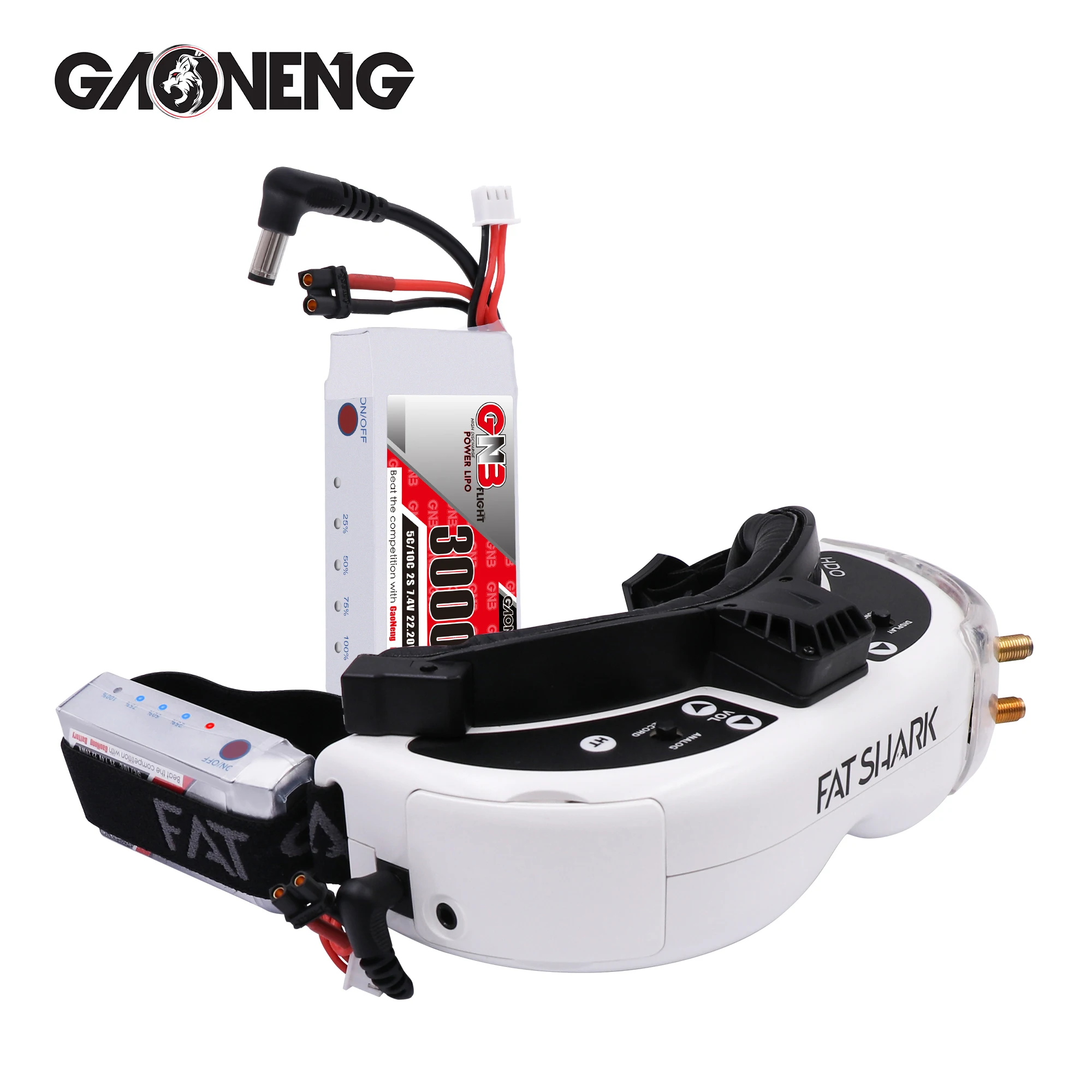 GAONENG GNB 3000mAh 2S1P 7,4 V 5C/10C Lipo батарея индикатор питания для Fatshark Доминатор Skyzone Aomway FPV очки RC Дрон