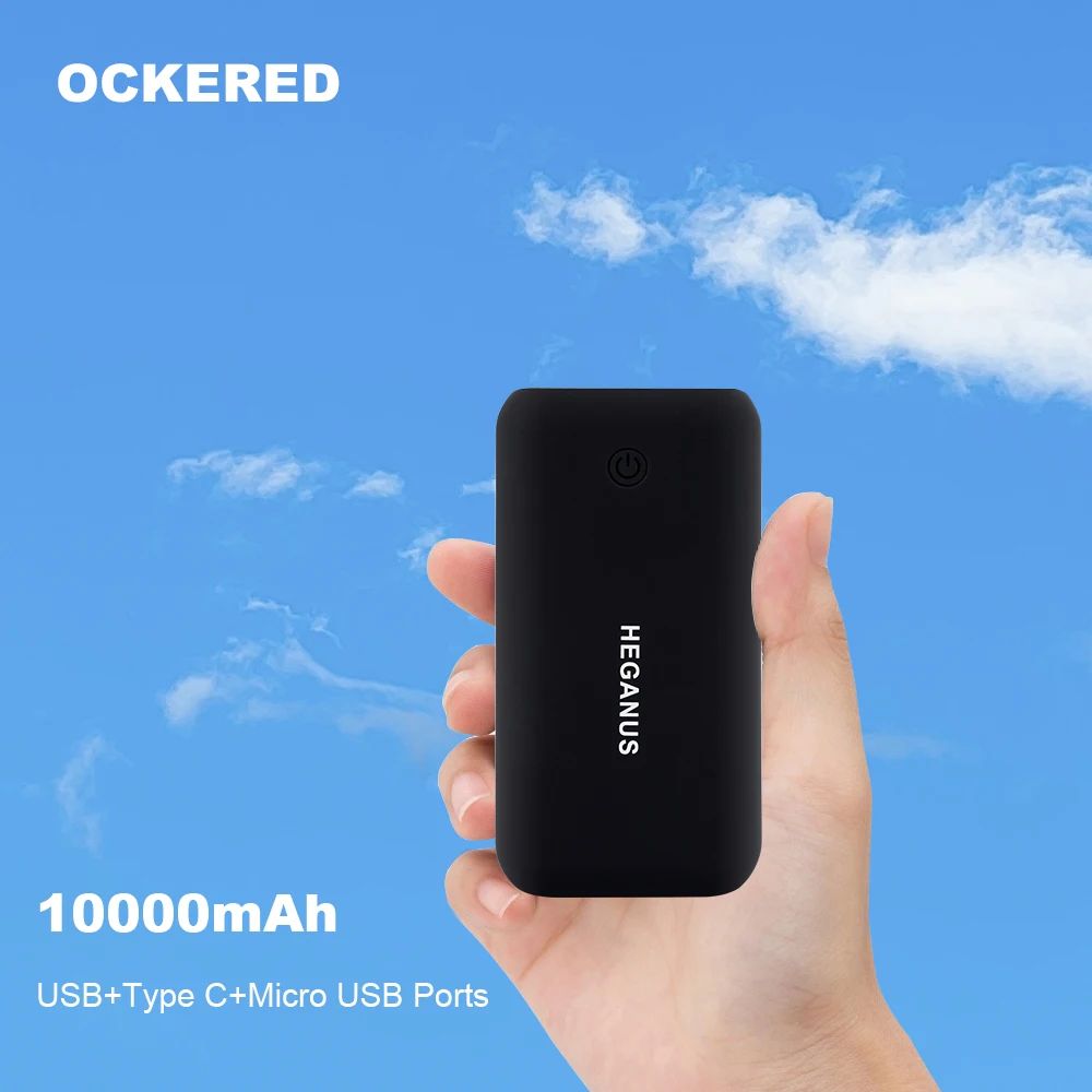 

OCKERED 10000mAh Power Bank Portable Phone External Battery USB Poverbank with Micro Cable For iPhone 11 XS for SAMSUNG S9