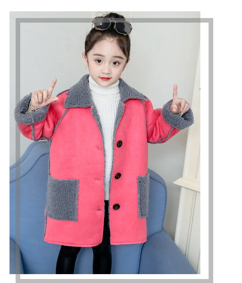 Kids Fashion Girls Jackets For Autumn Winter Turn-down Collar Woolen Coat Children Clothes Teen Girl Thick Outerwear 4-14 Years