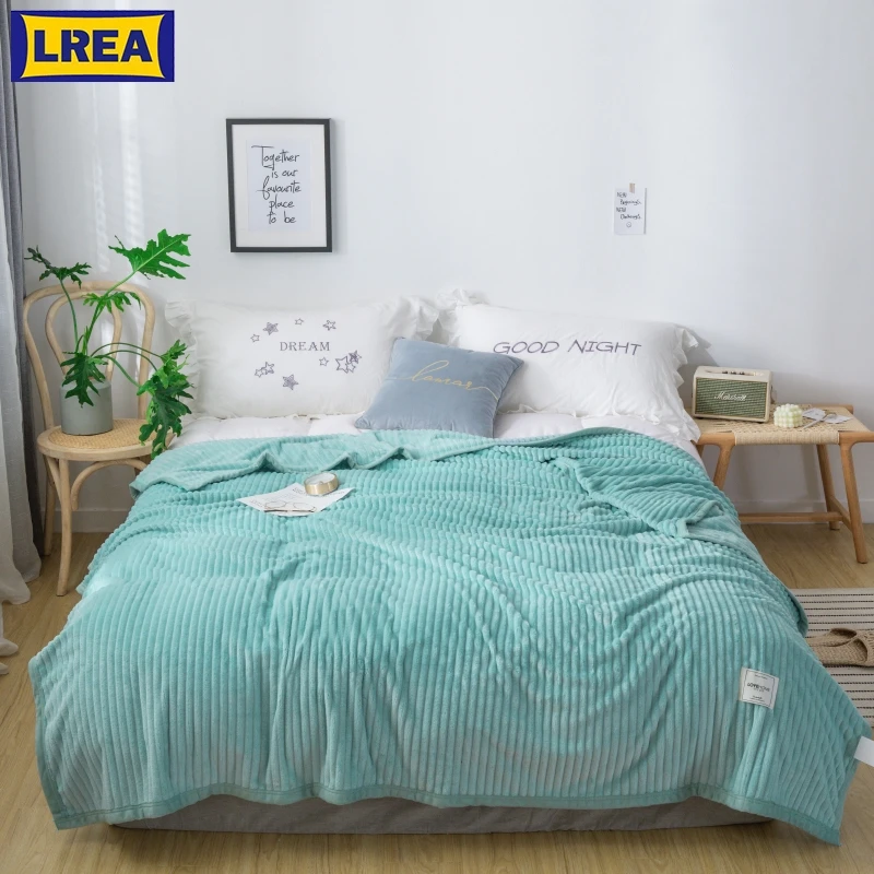 LREA winter polar fabric blankets throw for beds and sofa green blanket home decoration fleece seeping Comfortable skin | Дом и сад