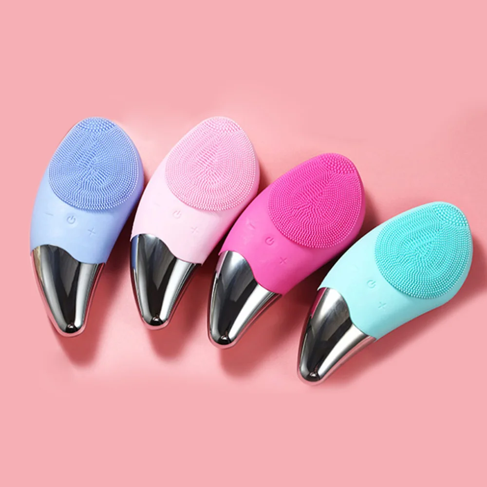 Electric Silicone Cleansing Instrument Cleaning Brush Mini Waterproof Massage Face Tool Ultrasonic Pore CleanerMassager | Красота и