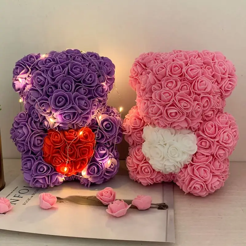 

Valentines Romantic Gift PE Rose Bear Artificial Rose Decorations Cute Cartoon Girlfriend Kid Gift Mother's Day Gift