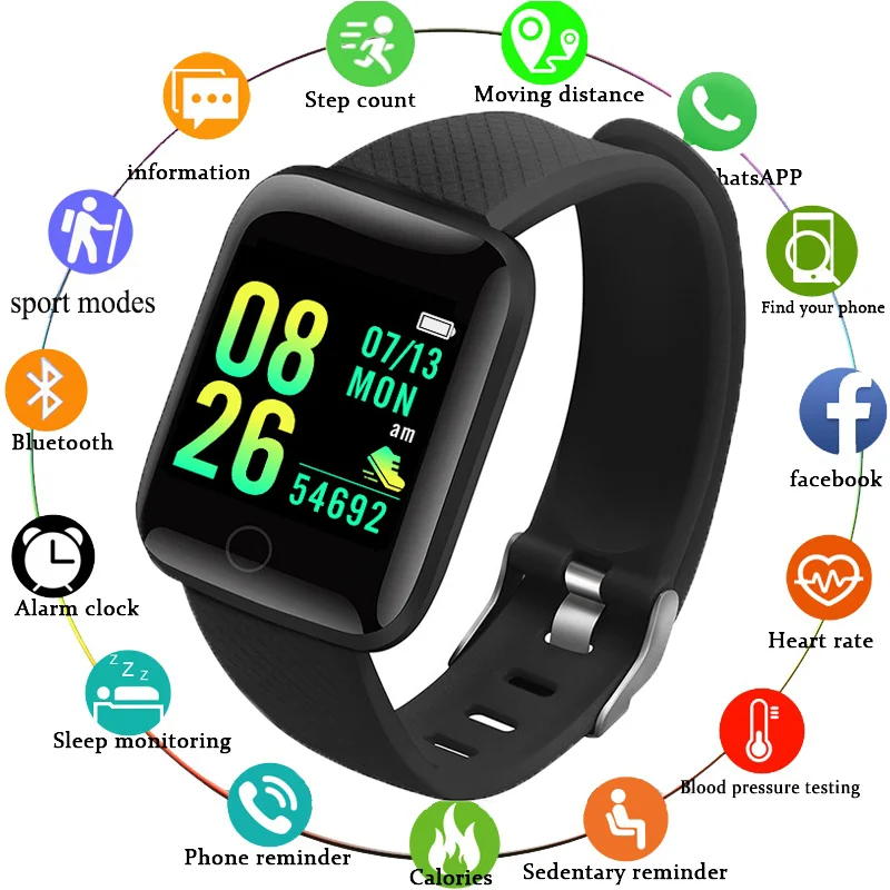 2021 New D13 Plus Smart Watch Men Women Smartwatch Sport Bracelet with Heart Rate Blood Pressure Monitor Fitness | Электроника