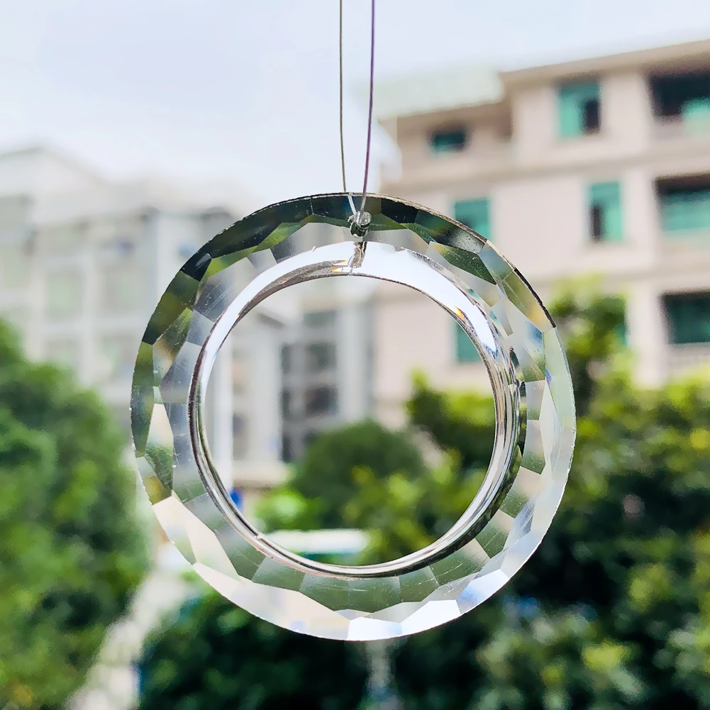 2PCS 50MM Clear Ring Circle Crystals Pendants Glass Suncatcher Chandelier Prisms Parts Drops Light Accessories | Лампы и освещение