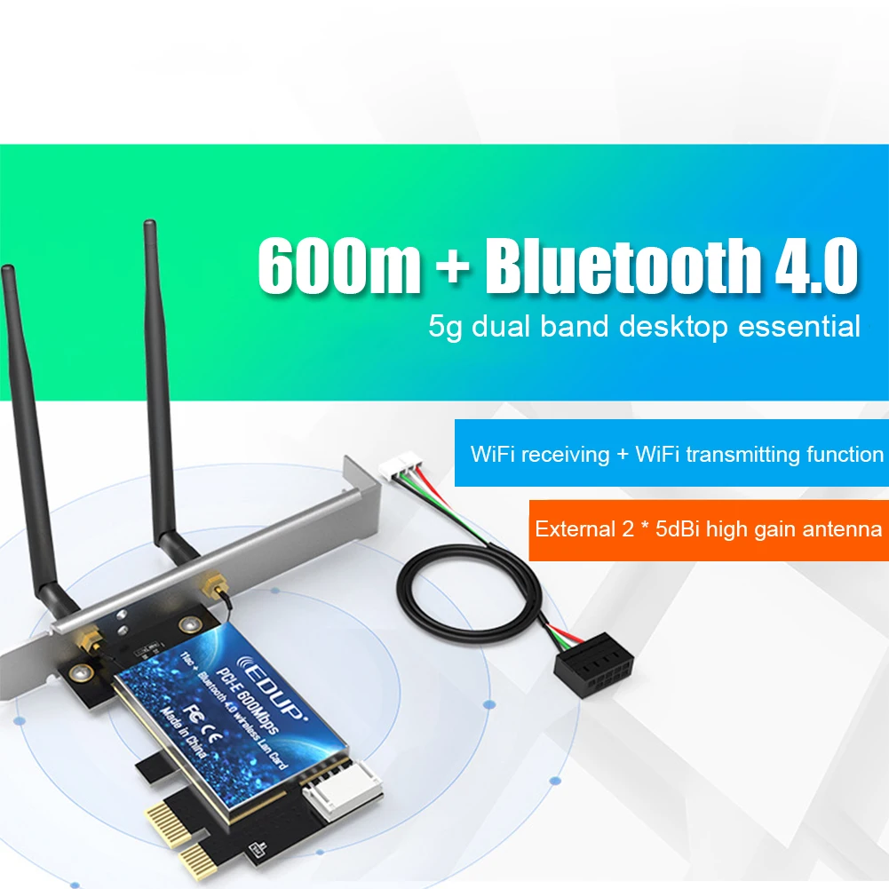 600 Мбит/с настольный с антеннами Wifi адаптер WLAN PCI Express беспроводной приемник карты двухдиапазонный Bluetooth модуль универсальный