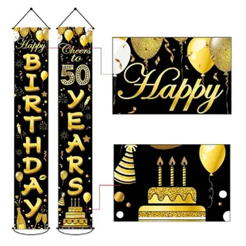 

Wall Hanging Backdrop Happy Birthday Banner Welcome Porch Sign Decorative Windproof Door Signs Outdoor Cheers To Years 1 Pair