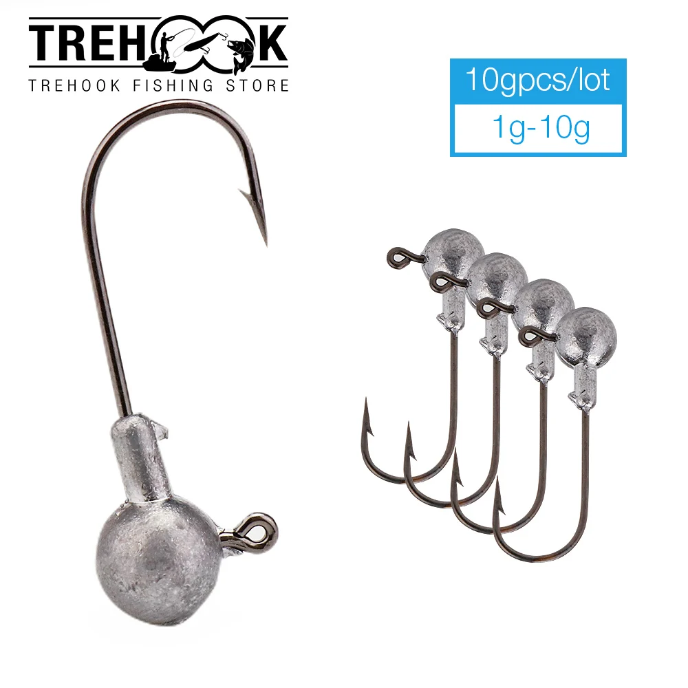 TREHOOK 10cps Lead Jig Head 1 ~ 10g джиг для зимы Рыбалка на щуку Высокое Качество бронзовых