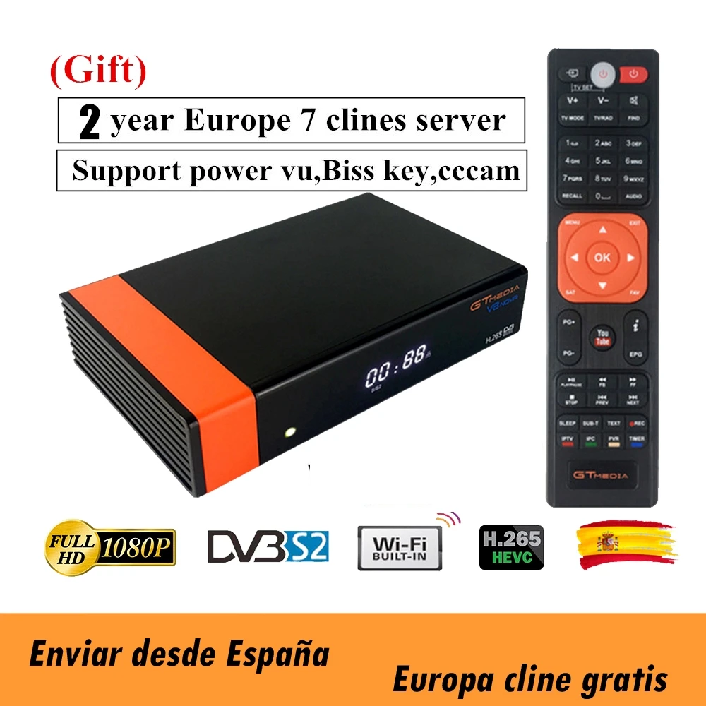 Лучший 1080P DVB-S2 GTmedia v8 nova Европа Cline Испания спутниковый ТВ приемник же GTmedia V8 nova Freesat V9 Super 7 cline cccam