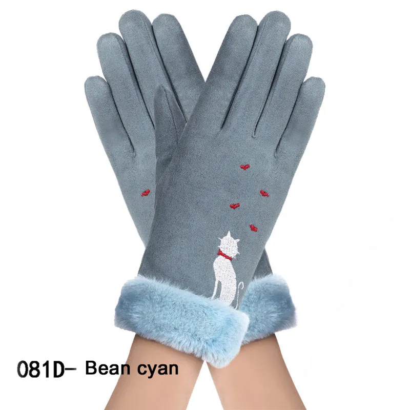 1 пара кашемировые двойные толстые женские зимние перчатки с сенсорным экраном милые перчатки с тремя ребрами горячая Распродажа перчатки для вождения плюшевые теплые женские - Цвет: 30