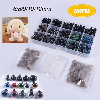 

264 Pcs Set Bear Doll Puppet Plush Animal Toy DIY Craft Safety Eyes Multicolor Plastic with Washers 6/8/9/10/12mm