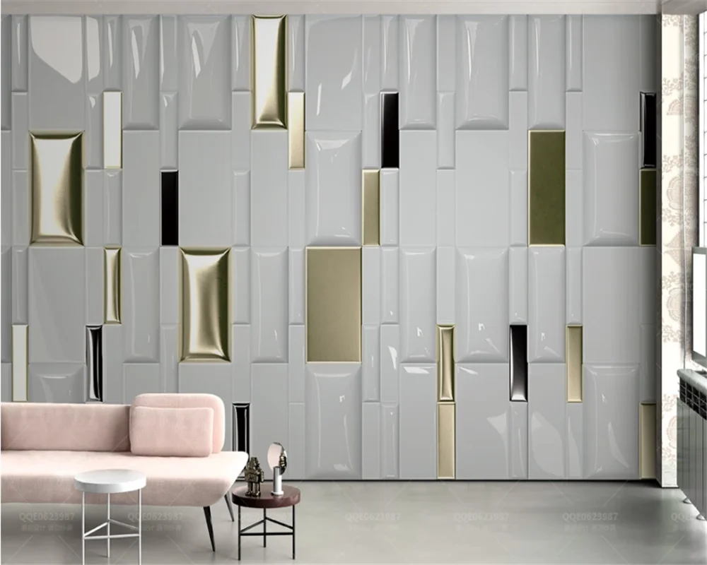 Пользовательские обои 3d стерео современная мода золотой клетчатый