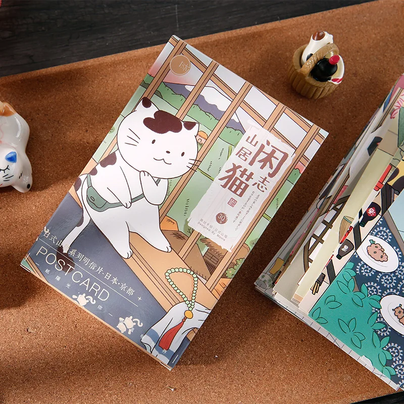 Photo Cards Mini Greeting Cards Message Cards My Friend and Cute Cat Postcard 30 Sheets/Set