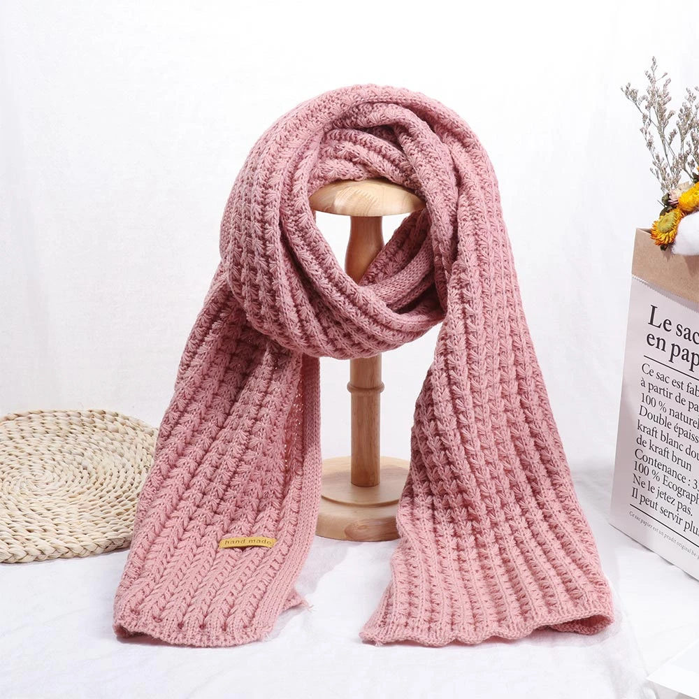 Bufanda de punto lisa de Invierno para mujer, pañuelos largos de moda para mujer, bufanda grande Vintage, bufanda de lana y cálida para exteriores|Bufandas mujer| - AliExpress