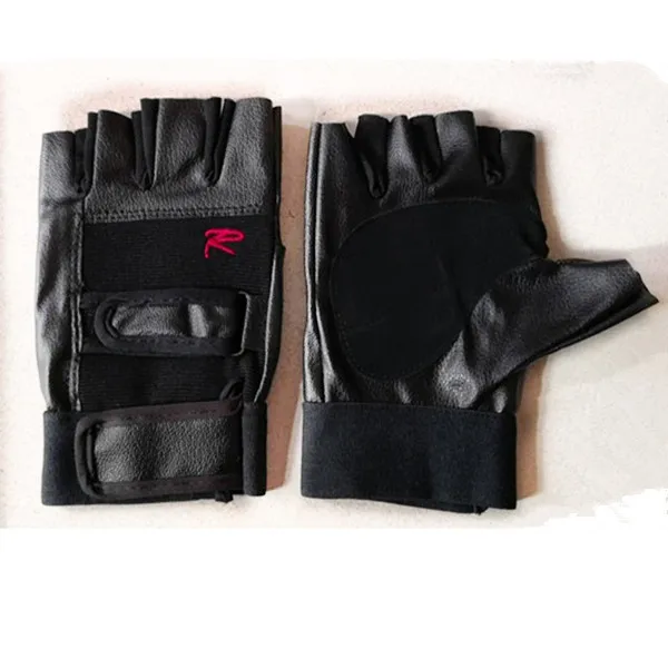 Men's Black Rivet Punk Half Finger Leather Gloves