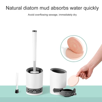 

Long Handle Soft Silicone Toilet Brush Bristle Wall-Mounted Bathroom Toilet Brush Holder Set Clean Tool Thermo Plastic Rubber
