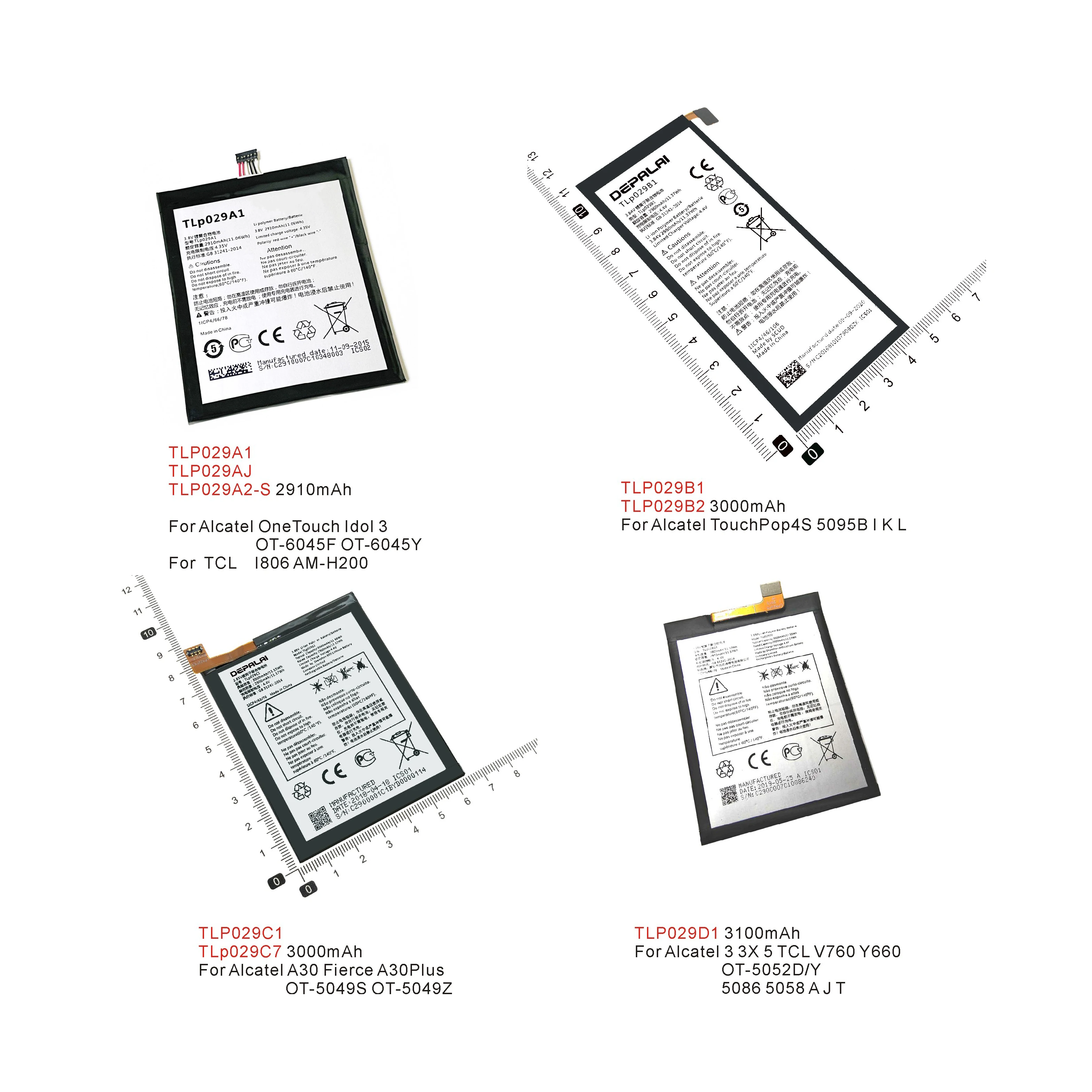 Аккумулятор TLP029B1 TLP029C1 TLP029D1 TLP029A1 TLP029A2-S для Alcatel TCL Touch Pop 4S 5095B A30 OT-5049S V760 Y660 idol 3 OT-6045F |