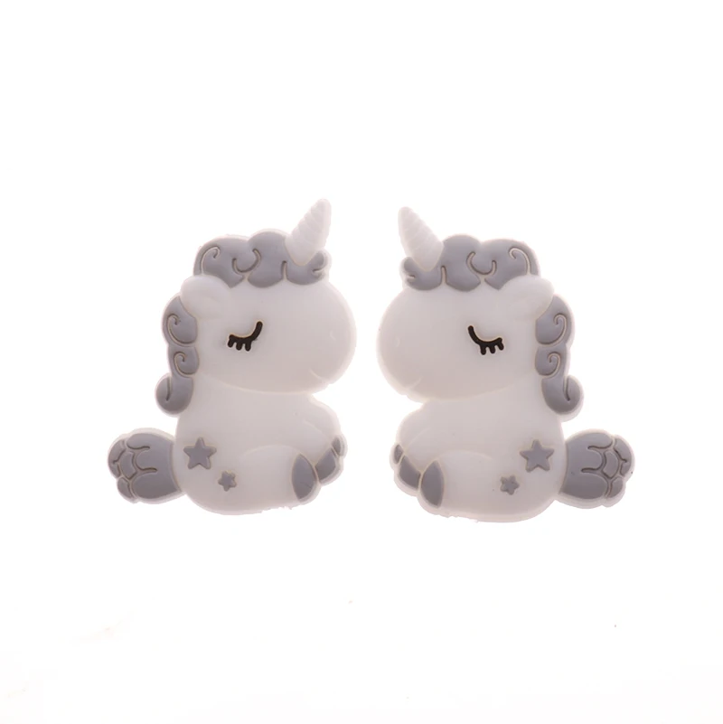 Silicone Unicorn Teether Beads Rodent BPA Free Baby Teething Necklace DIY Jewelry Toy 5pcs Fkisbox