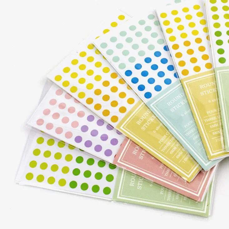 

2020 6pcs/Pack 3 Different Size Colorful Dots Decorative DIY Sticker Planner Scrapbooking Stickers Bullet Journal Diary Albums