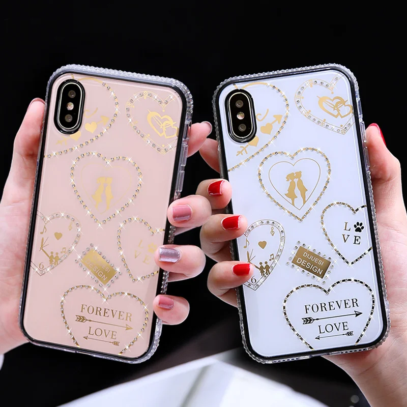 Модный чехол для iphone 11 pro max 6 6s 6plus 7 7plus 8 8plus x xr xs из мягкого ТПУ с бриллиантами