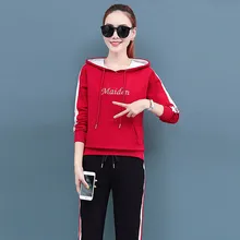 Комплект из двух предметов, женский спортивный костюм,, Осенний Модный женский пуловер с капюшоном, повседневные брюки с длинным рукавом, толстовка, спортивный костюм#3