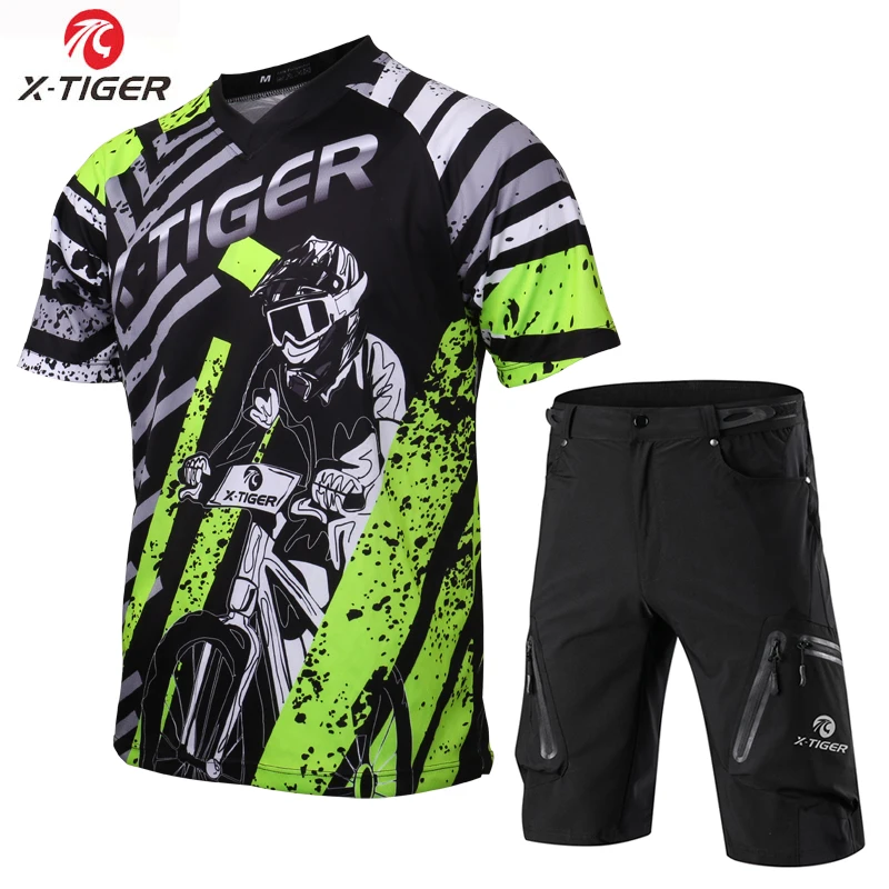 Футболка X-Tiger для езды на горном велосипеде с защитой от ультрафиолета, велосипедная майка DH, комплект для спуска на гору, велосипедная рубашка, спортивная одежда для гонок