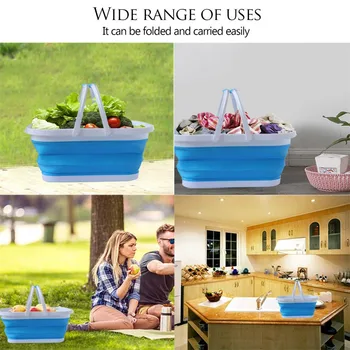 

Rectangular Large Capacity Folding Silicone Laundry Bucket Storage Basket