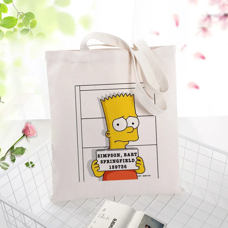 

yellow cartoon Canvas Tote Bag Shopping Bag Handbag Custom Print Logo Text DIY Daily Use Eco Ecologicas Reusable Recycle