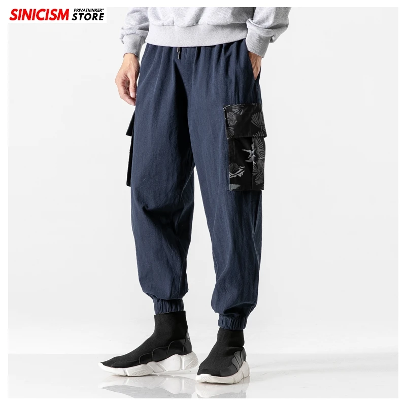 Sinicism Store, осенние модные повседневные мужские брюки карго,, китайский стиль, свободные брюки, мужские брюки с карманами, большие размеры 5XL, новинка