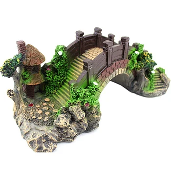 

New Hot Aquarium Ornament Bridge Resin Rockery Fake Rock Bridges Pavilion Tree Landscape Fish Tank Decor USJ99