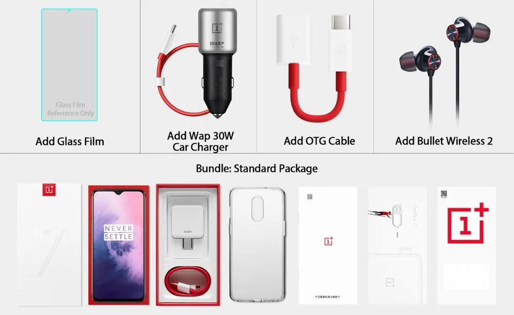 Глобальный ПЗУ Oneplus 7 12 Гб ОЗУ 256 Гб ПЗУ Смартфон Snapdragon 855 6,41 дюймов AMOLED экран разблокировка 48MP камеры OIS UFS 3,0