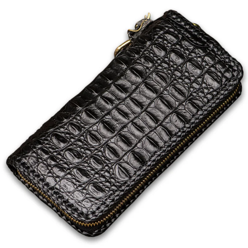 Унисекс кожаный кошелек ручной работы винтажная длинная молния крокодиловая кожа Вертикальная сумочка большой емкости мульти клатч для карт