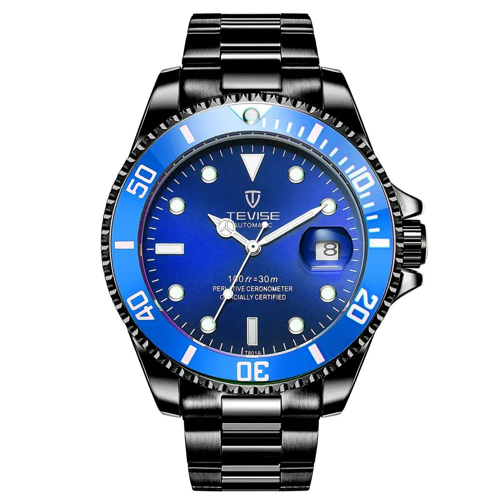 

TEVISE Men's Automatic Mechanical Watches Waterproof Steel Band Wristwatch Male Luminous Sport Casual Watches