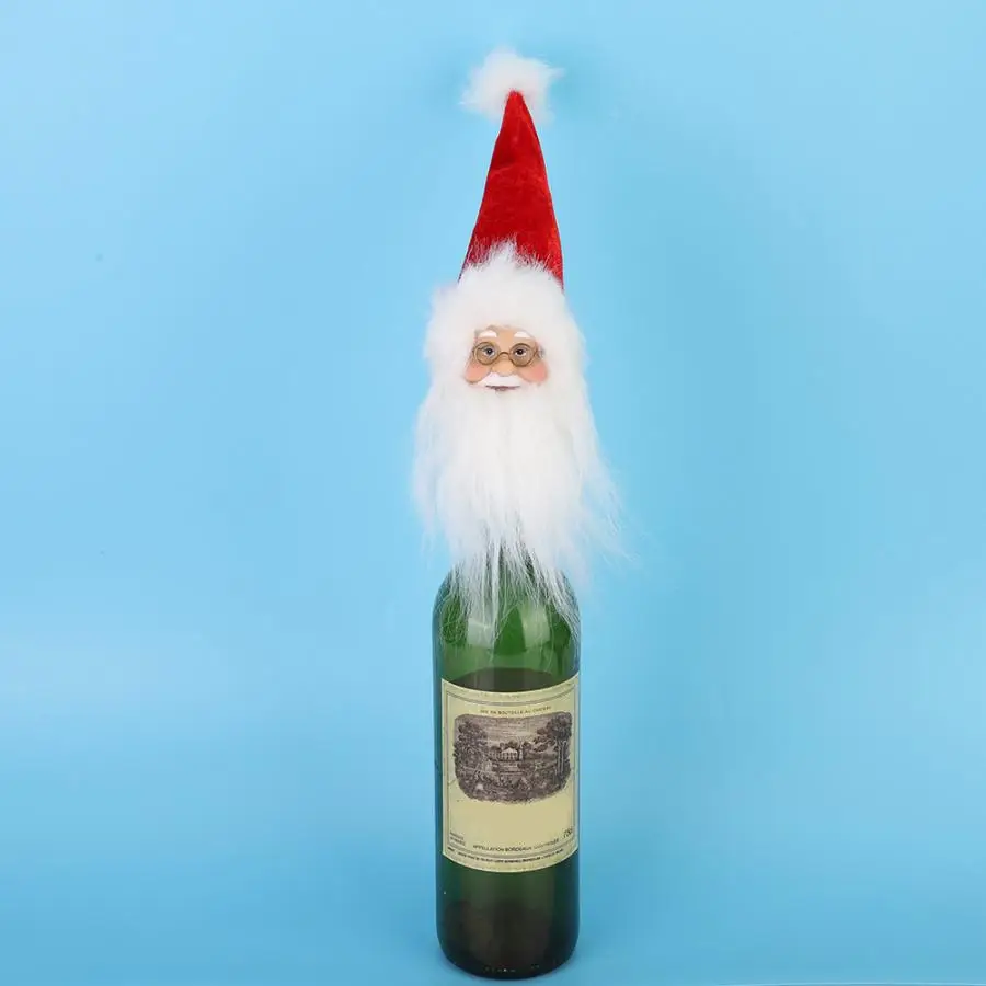 Red Wine Bottle Cover Christmas Tree Decoration On The Bottle Family Dinner Decor Free Shipping